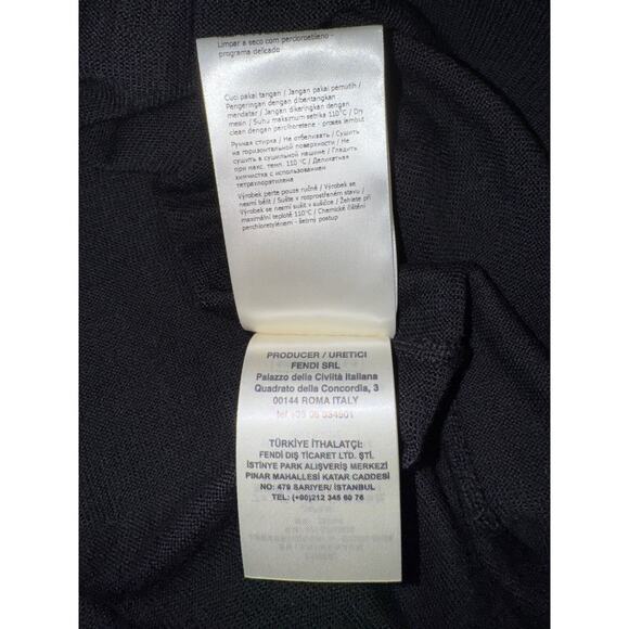 Fendi Brown Monogram Logo Green Trim Black Thin Knit Wool Turtleneck Sweater 48 - Picture 12 of 15